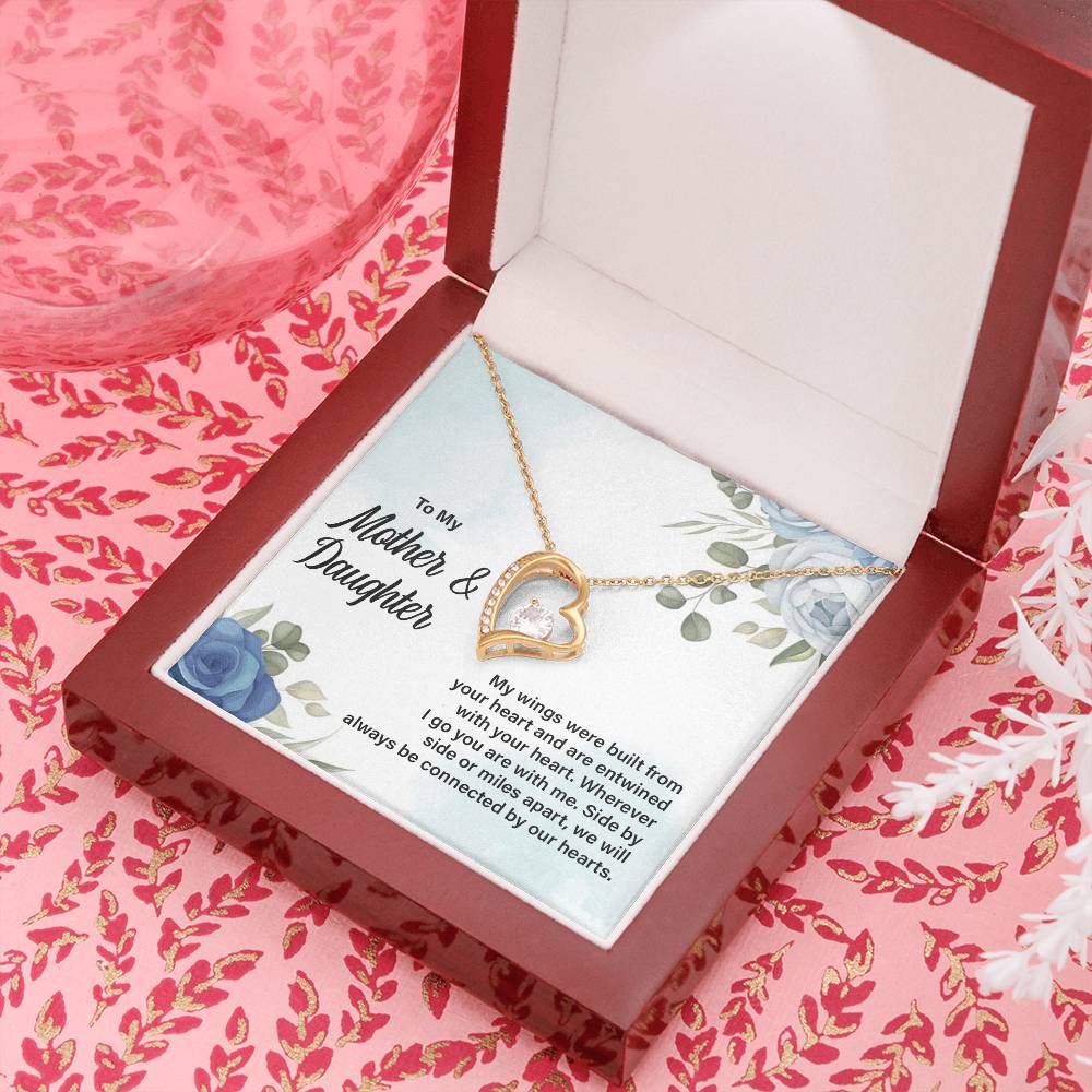 Mother Daughter Heart Necklace with Message Card