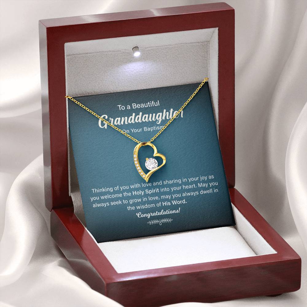 Granddaughter Baptism Necklace Gift with Message Card