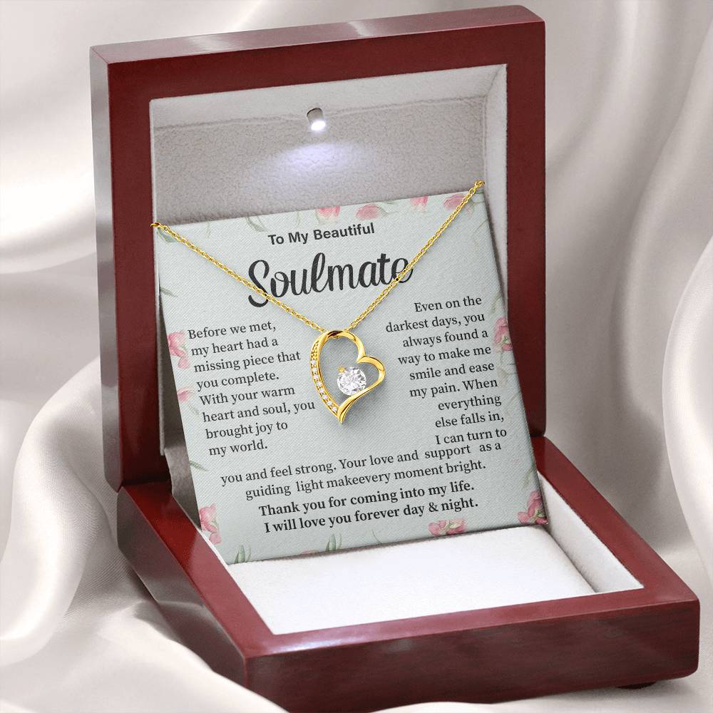 Soulmate Necklace Gift for Her – Romantic Message Card