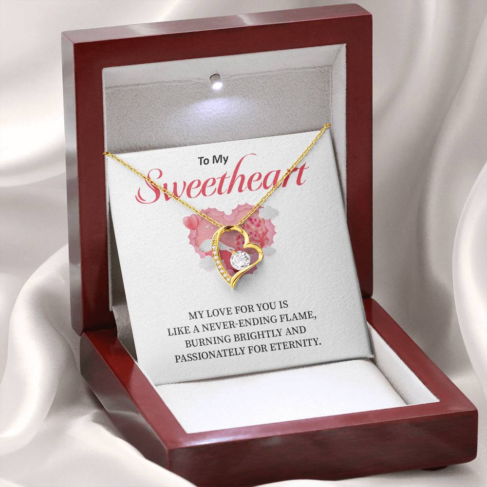 Sweetheart Necklace Gift – Eternal Flame Love Card