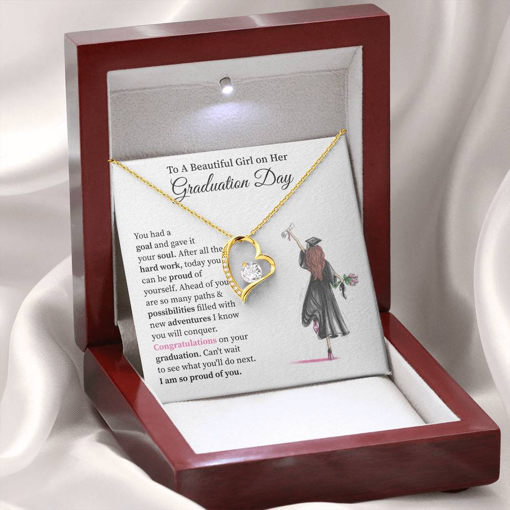 Graduation Necklace for Daughter With Heart Pendant