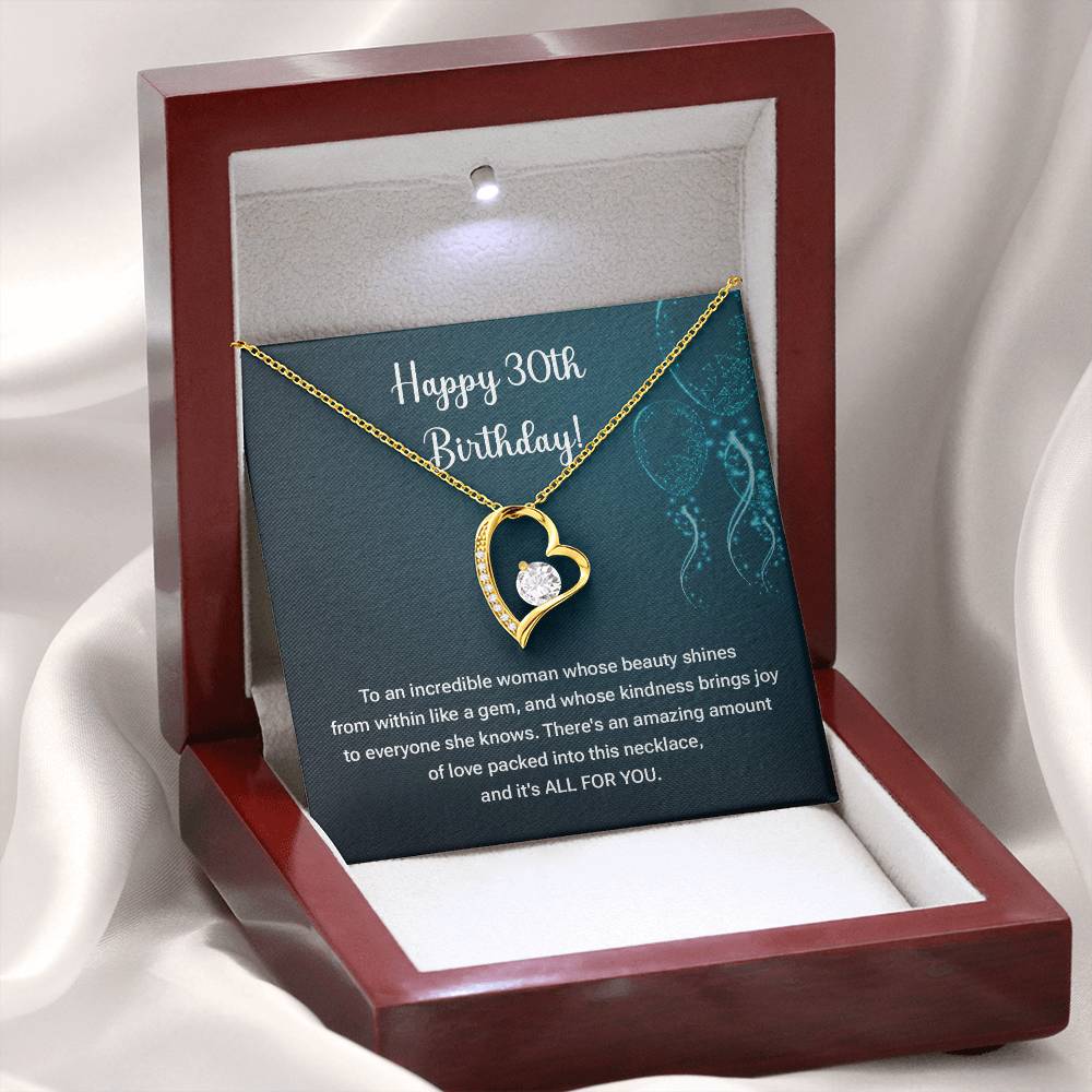 30th Birthday Necklace Gift – Heart Pendant Jewelry for Her