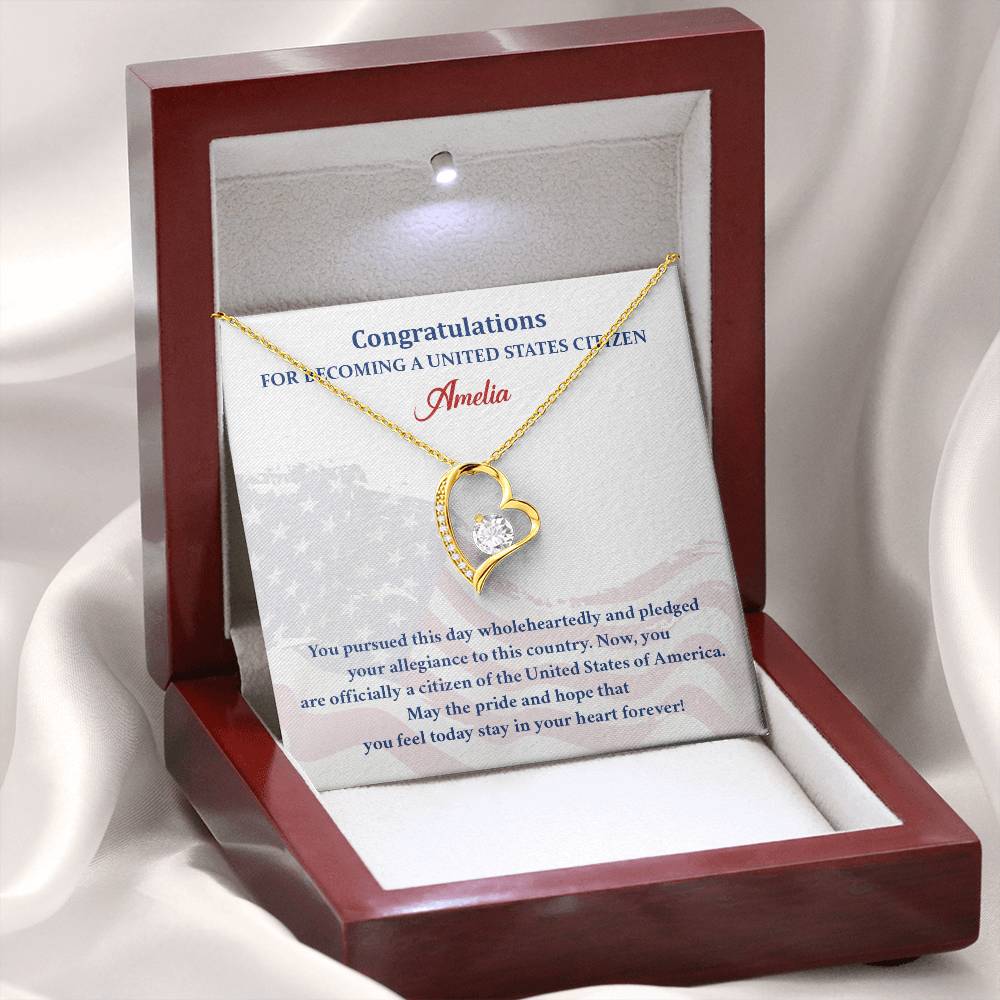 U.S. Citizenship Necklace Gift – Flag Card Keepsake