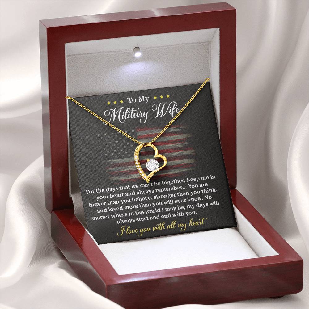 Military Wife Necklace - Braver, Stronger, Loved Forever, A Heartfelt Gift Of Love Across Distance - From Your Heartfelt Husband