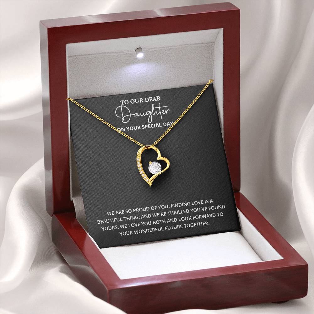 Daughter Engagement Necklace from Parents – Elegant Heart Pendant Gift
