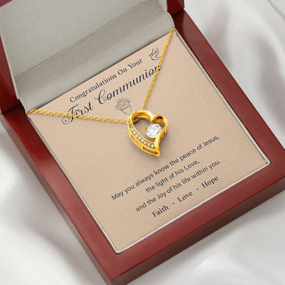 First Communion Necklace Gift with Message Card