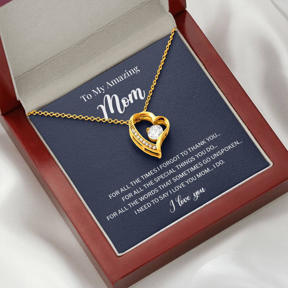 To My Mom Necklace Gift With Thank You Message Card