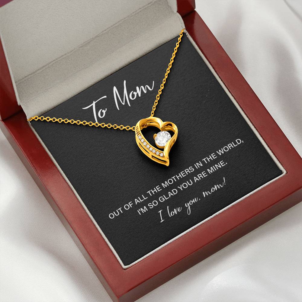Heart Necklace for Mom With Sweet Love Note and Gift Box