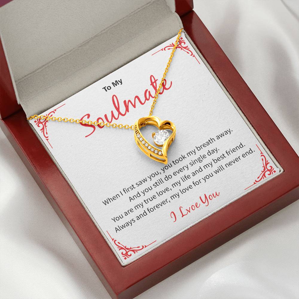 Soulmate Necklace Gift for Wife – I Love You Message Card