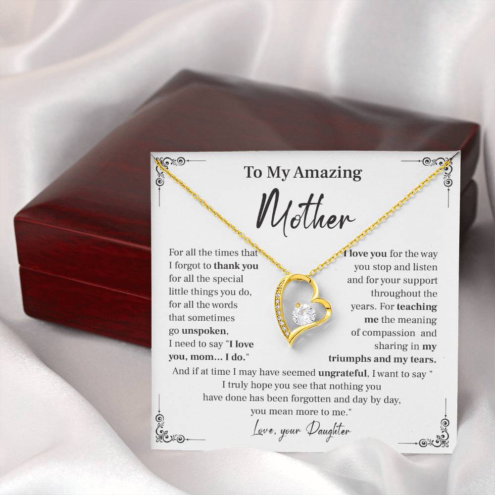 Mother Necklace Gift from Daughter with Message Card