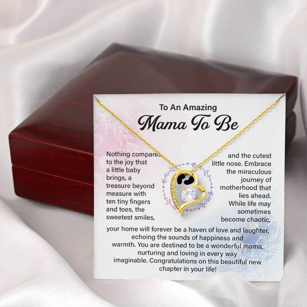 Mama To Be Heart Necklace with Baby Message