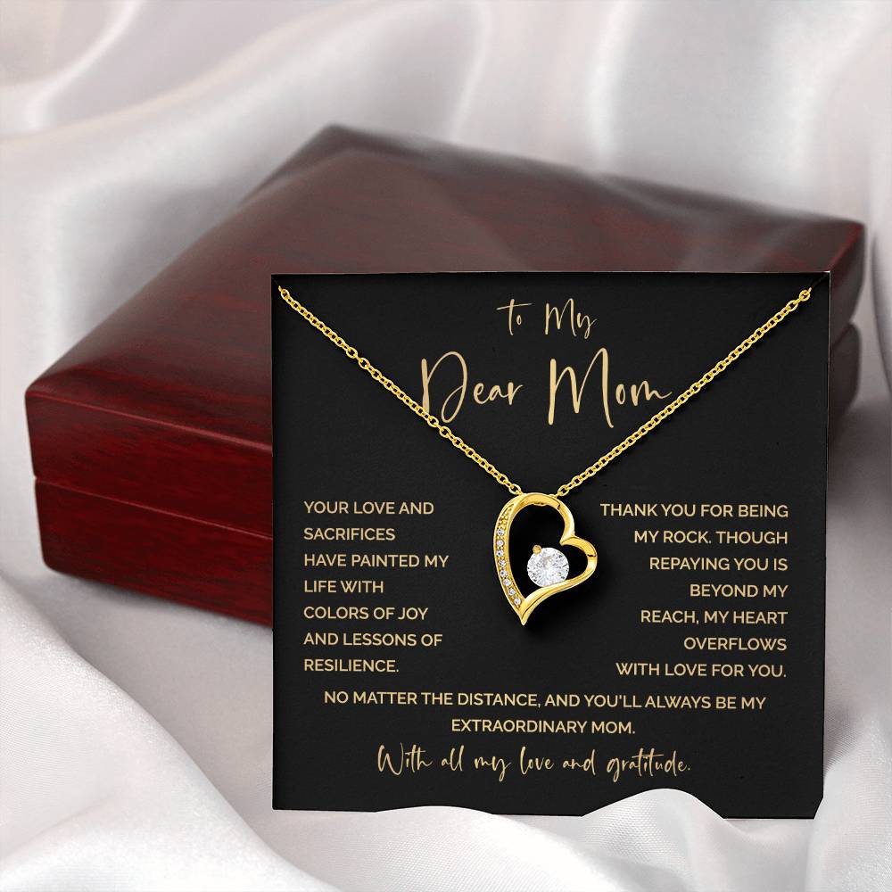 To My Mom Heart Necklace Gift – Emotional Message of Love and Gratitude