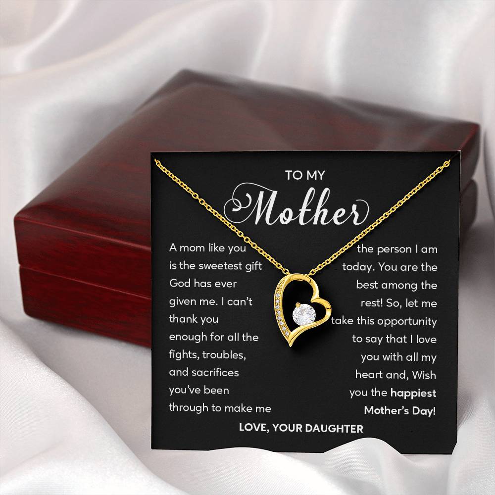 Heart Shape Necklace For Mom From Daughter With Gift Box