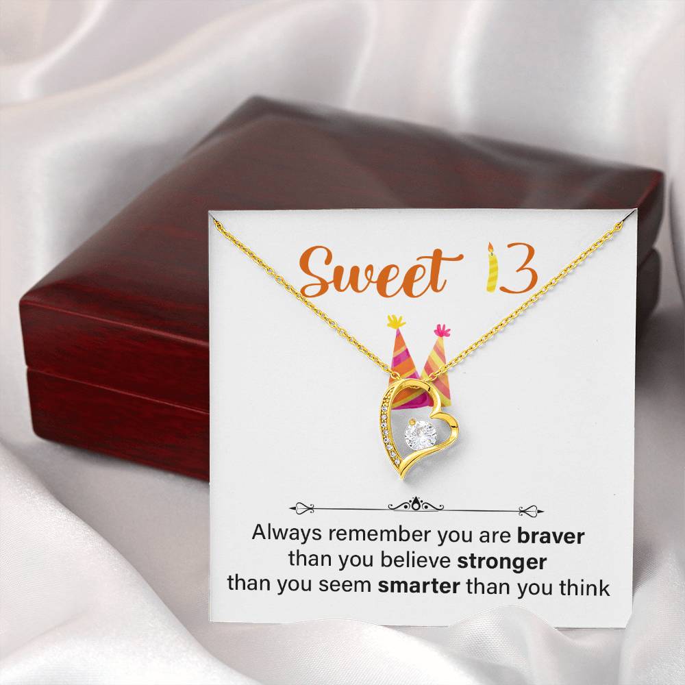Sweet 13 Birthday Necklace Gift for Girl – Inspirational Heart Pendant