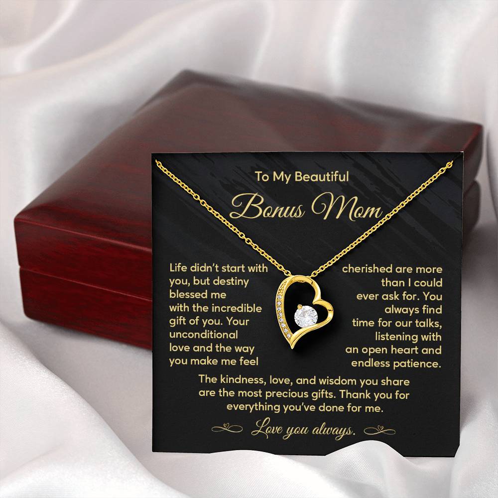 Bonus Mom Necklace Gift with Message from Stepkid