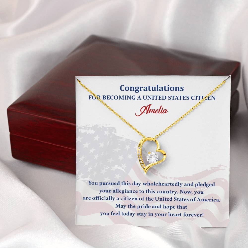 U.S. Citizenship Necklace Gift – Flag Card Keepsake