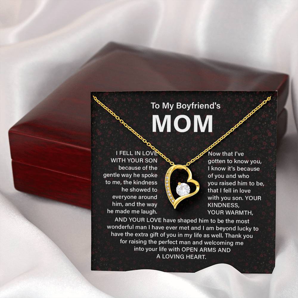 Boyfriend’s Mom Necklace Gift with Heart Pendant