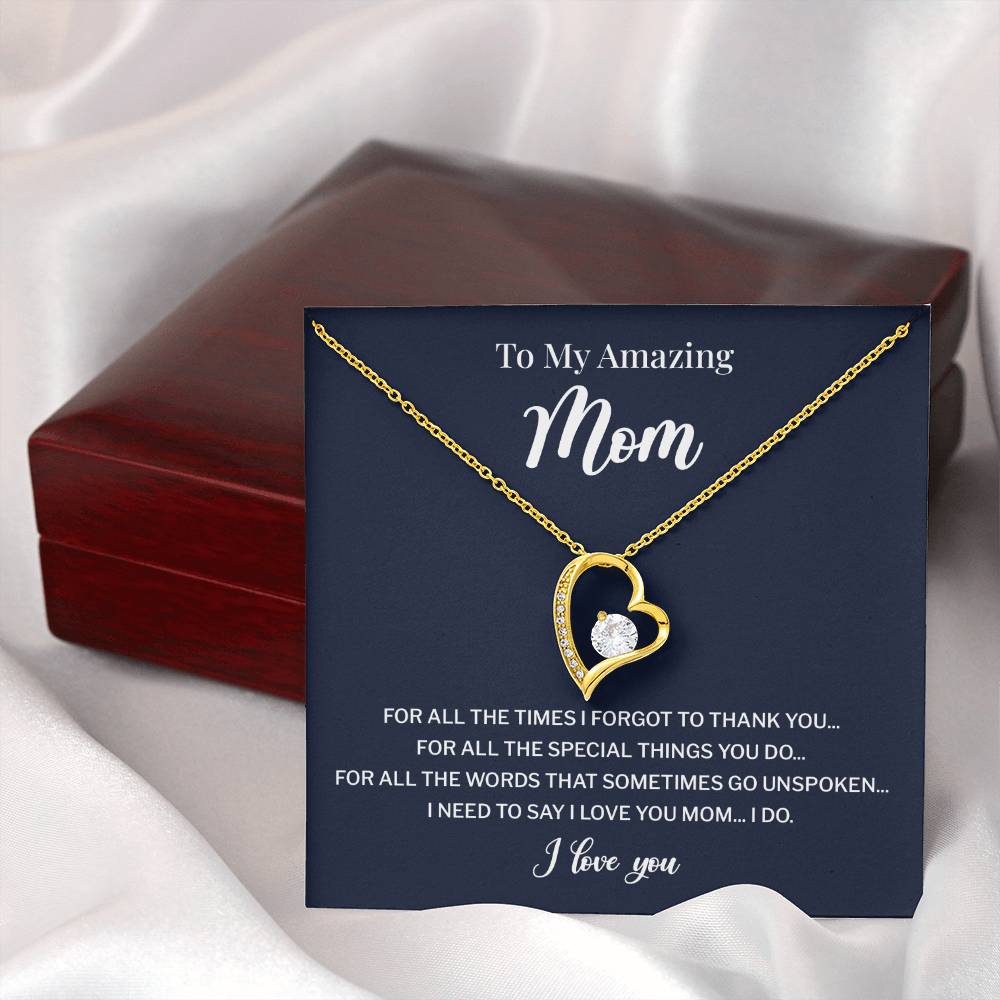 To My Mom Necklace Gift With Thank You Message Card