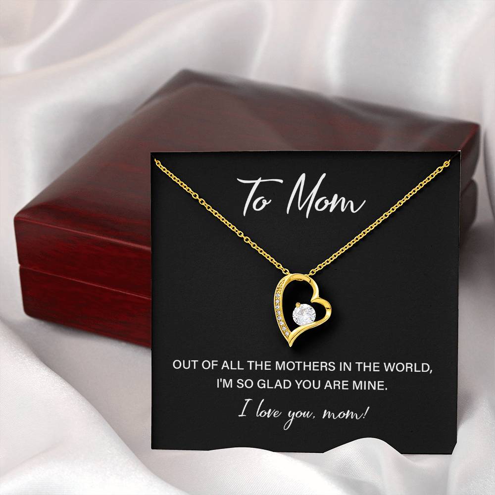 Heart Necklace for Mom With Sweet Love Note and Gift Box