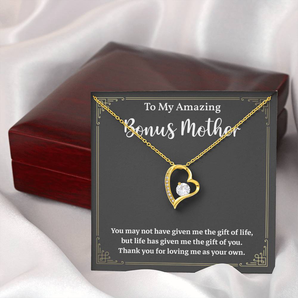 Bonus Mom Necklace Gift Message Card and Gift Box
