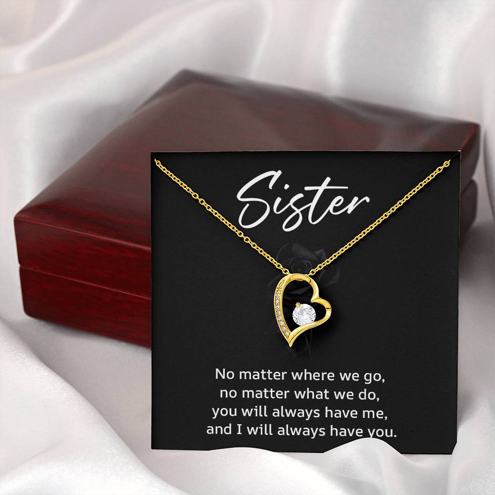 Sister Necklace Gift with Heart Pendant – Sentimental Message Card Included