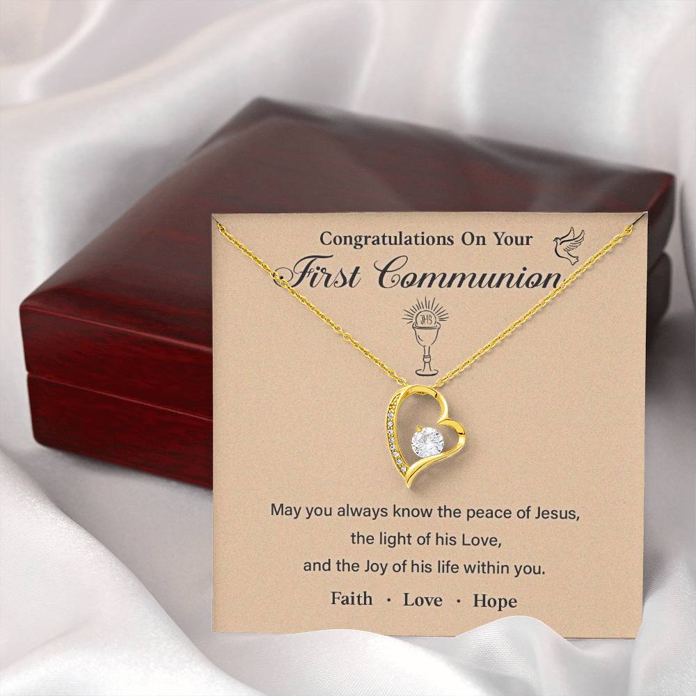 First Communion Necklace Gift with Message Card