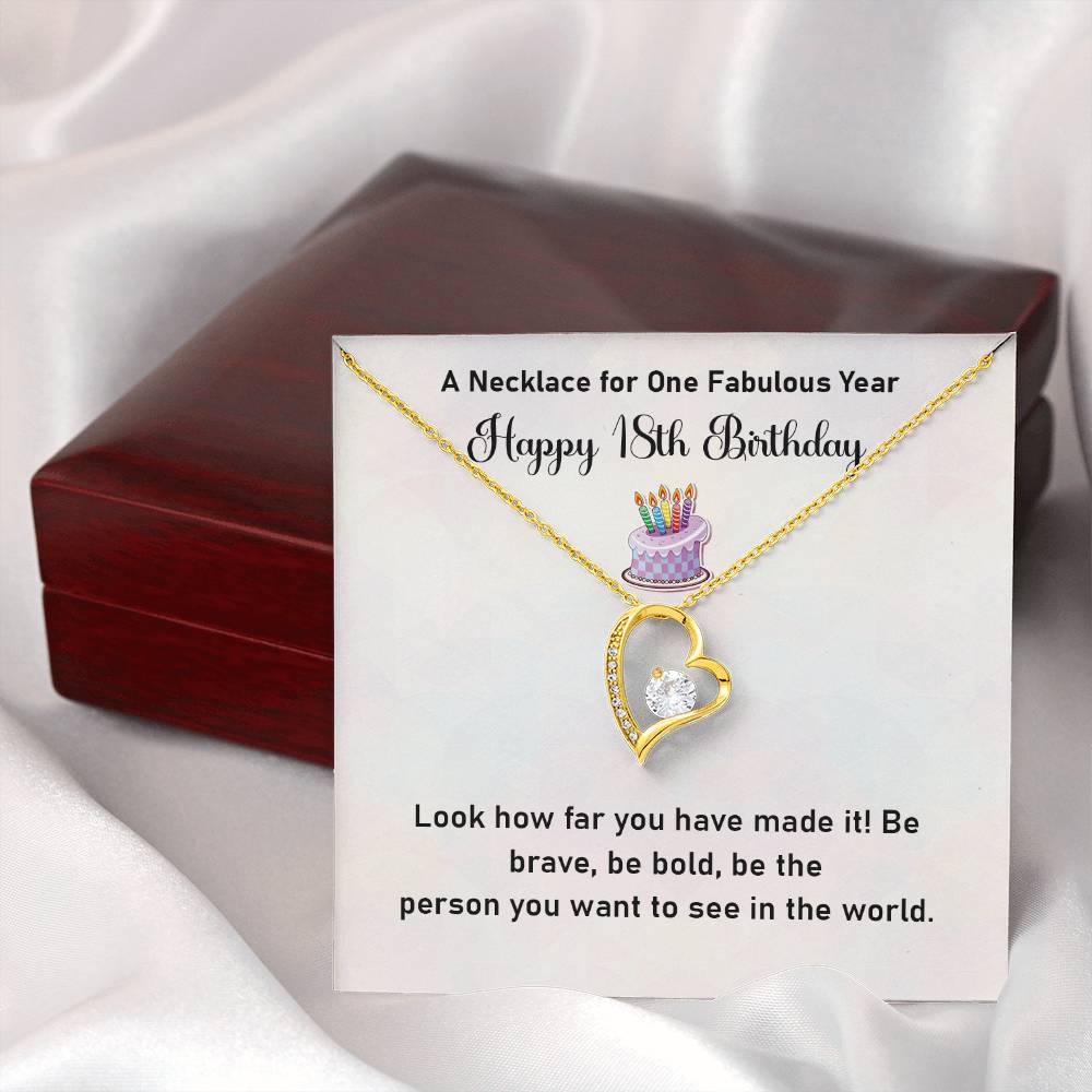 18th Birthday Necklace Gift for Her – Bold & Brave Message Box