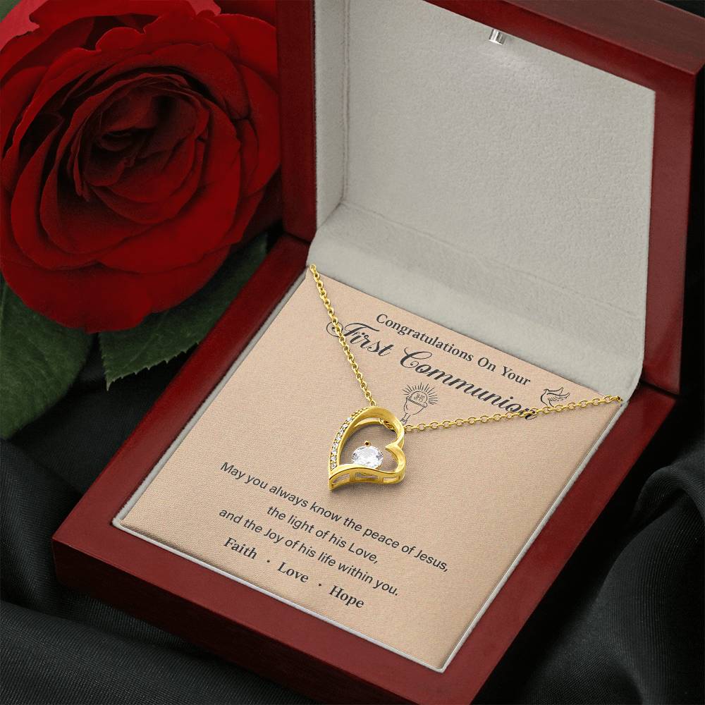 First Communion Necklace Gift with Message Card