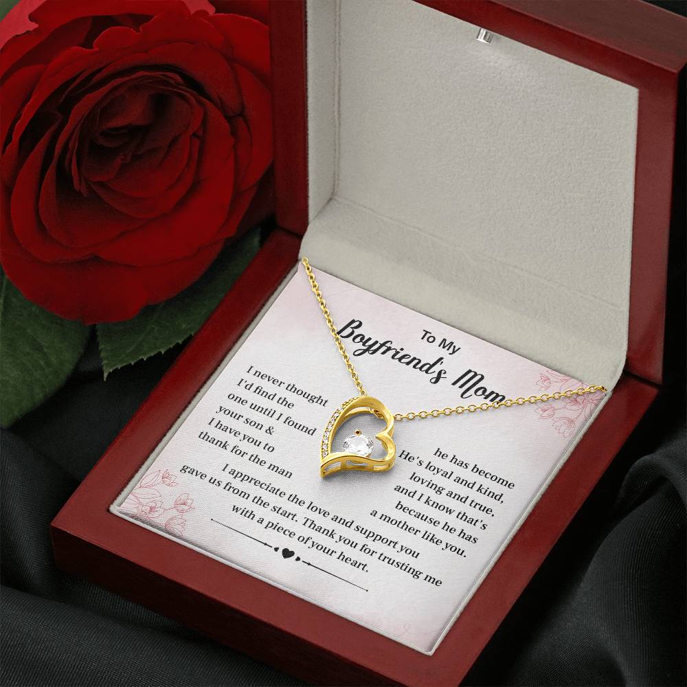 Boyfriend’s Mom Gift Necklace with Heartfelt Card