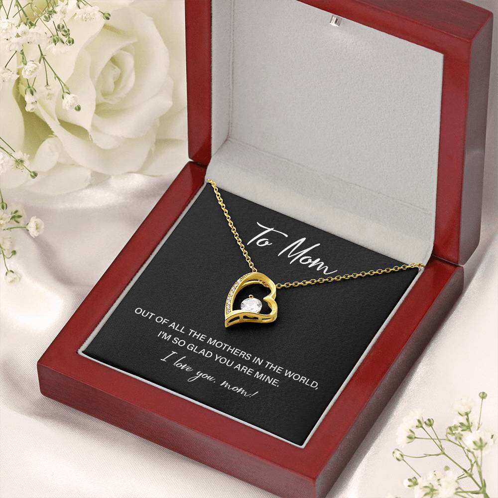 Heart Necklace for Mom With Sweet Love Note and Gift Box