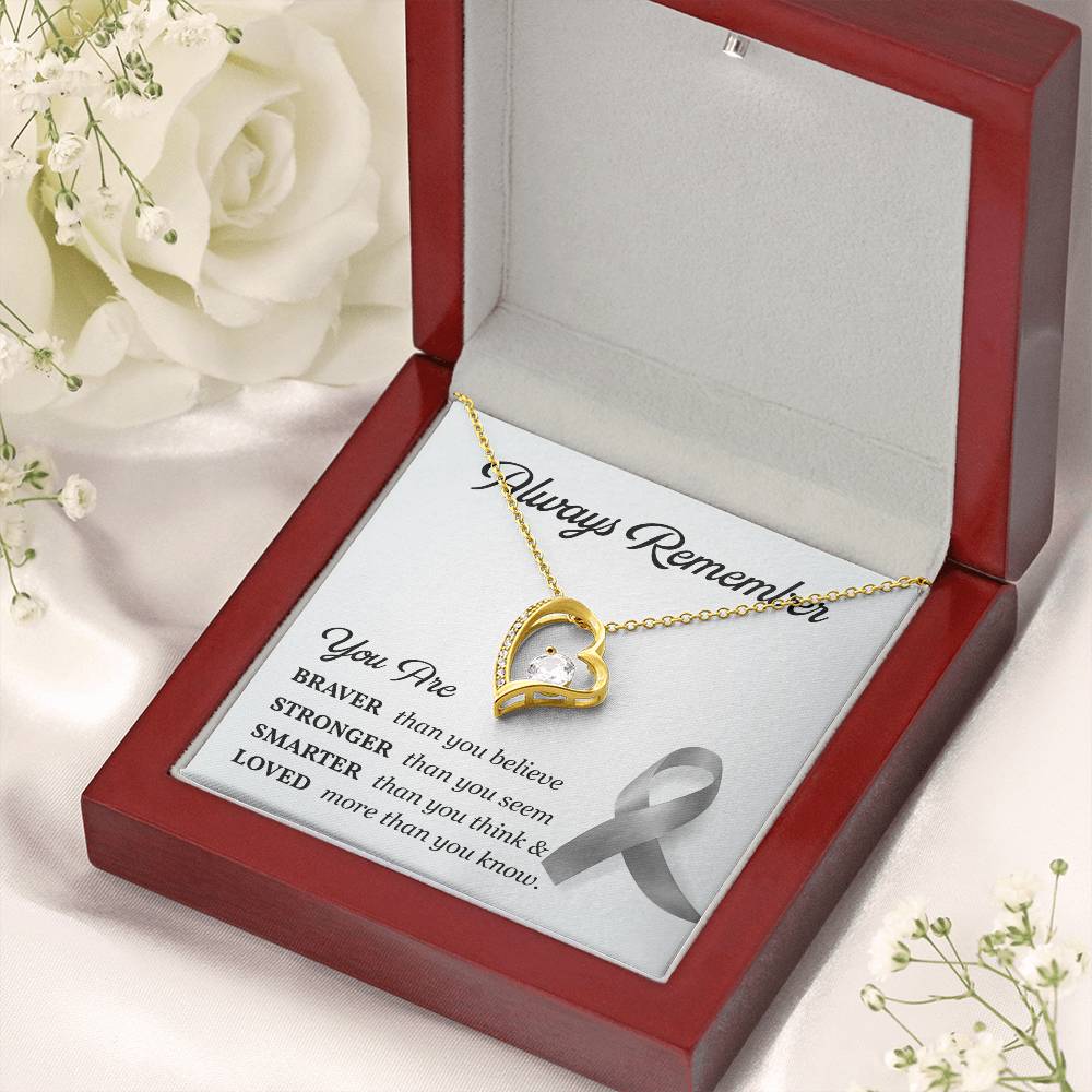 Cancer Memorial Necklace with Gray Ribbon Card