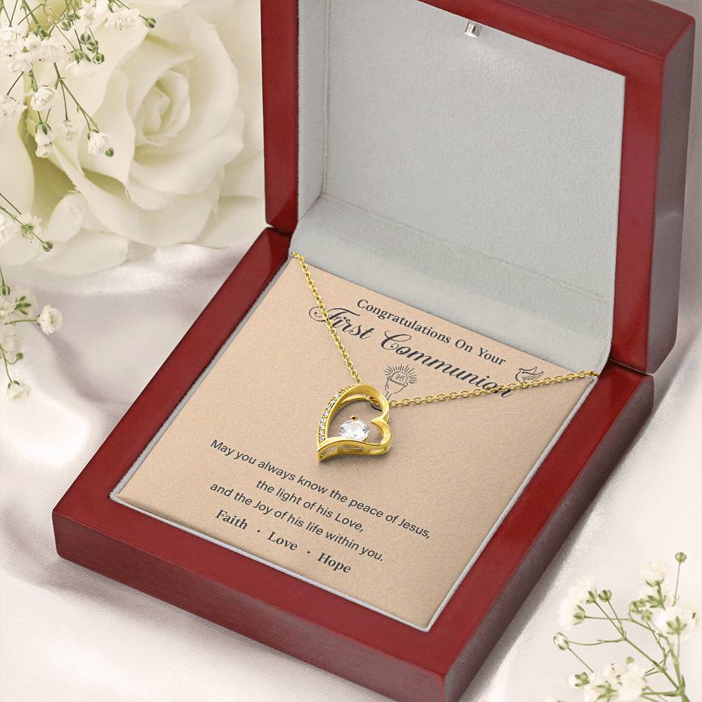 First Communion Necklace Gift with Message Card