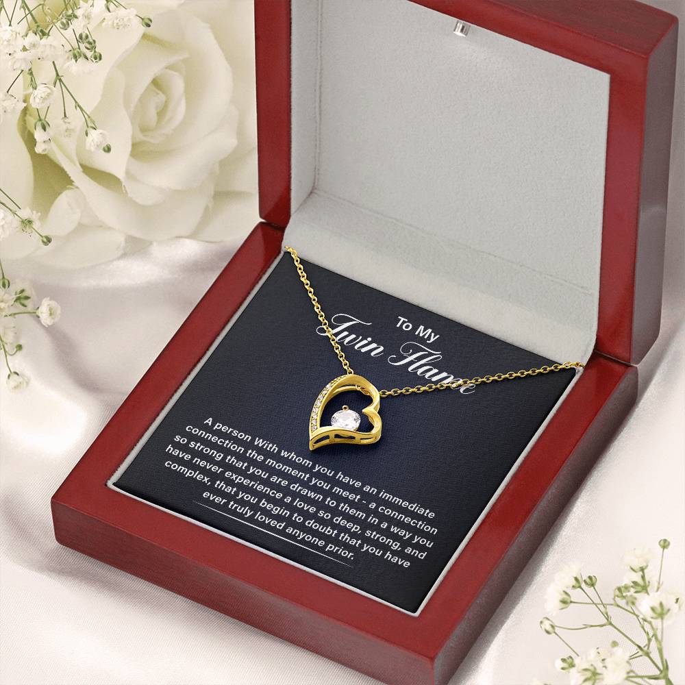 Twin Flame Heart Necklace With Meaningful Message Card