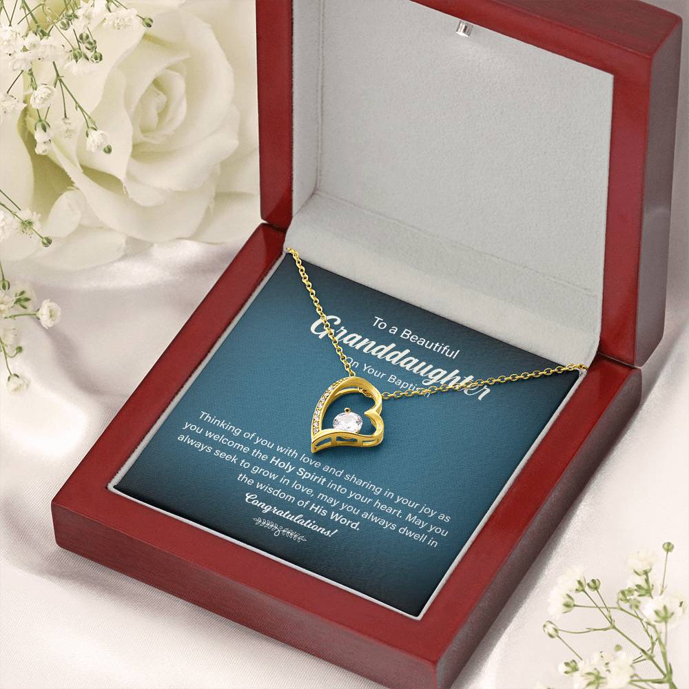 Granddaughter Baptism Necklace Gift with Message Card