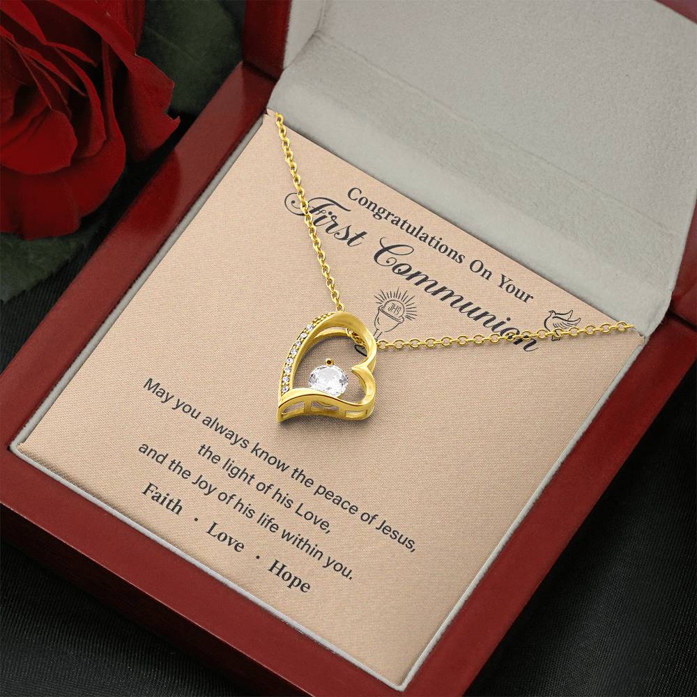 First Communion Necklace Gift with Message Card