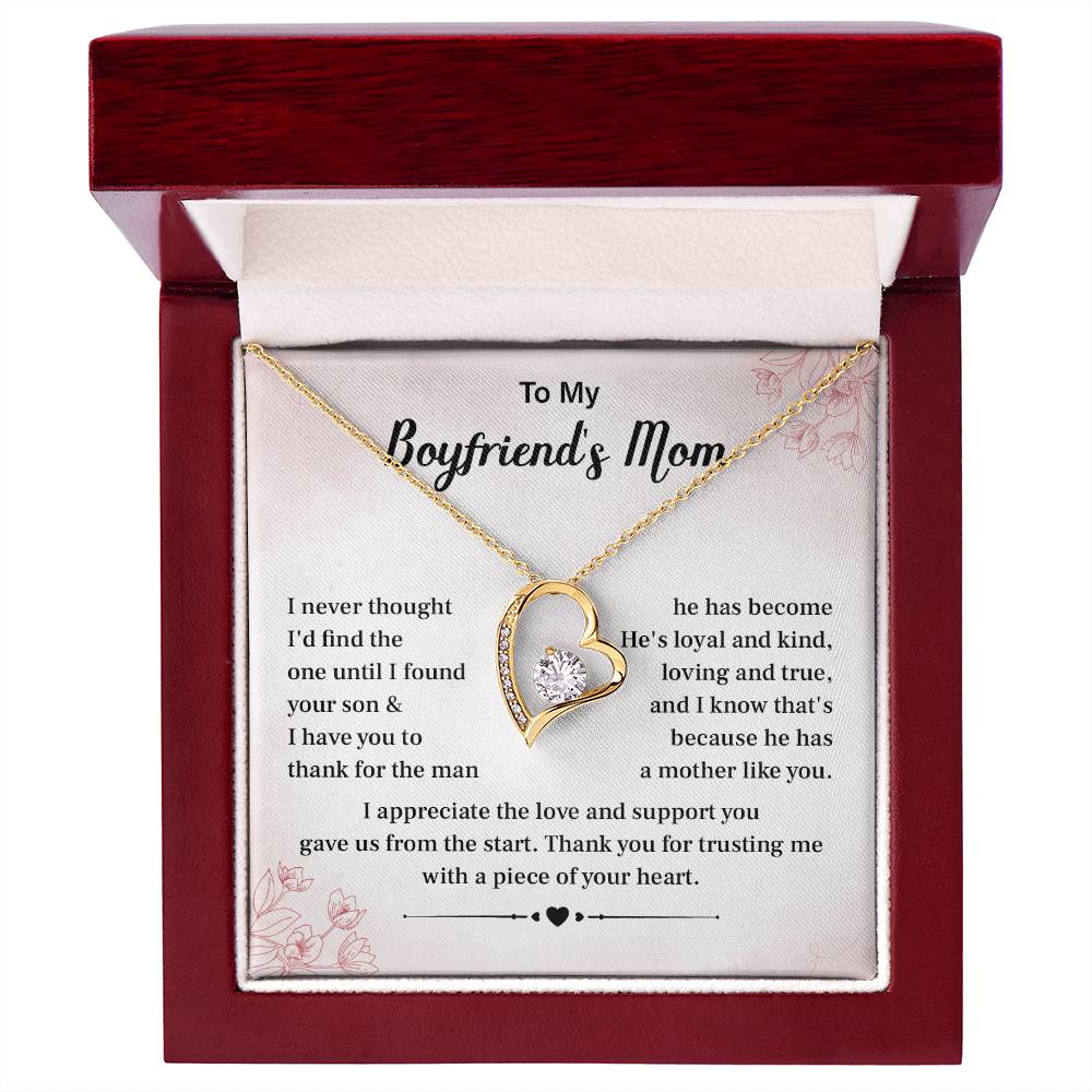 Boyfriend’s Mom Gift Necklace with Heartfelt Card