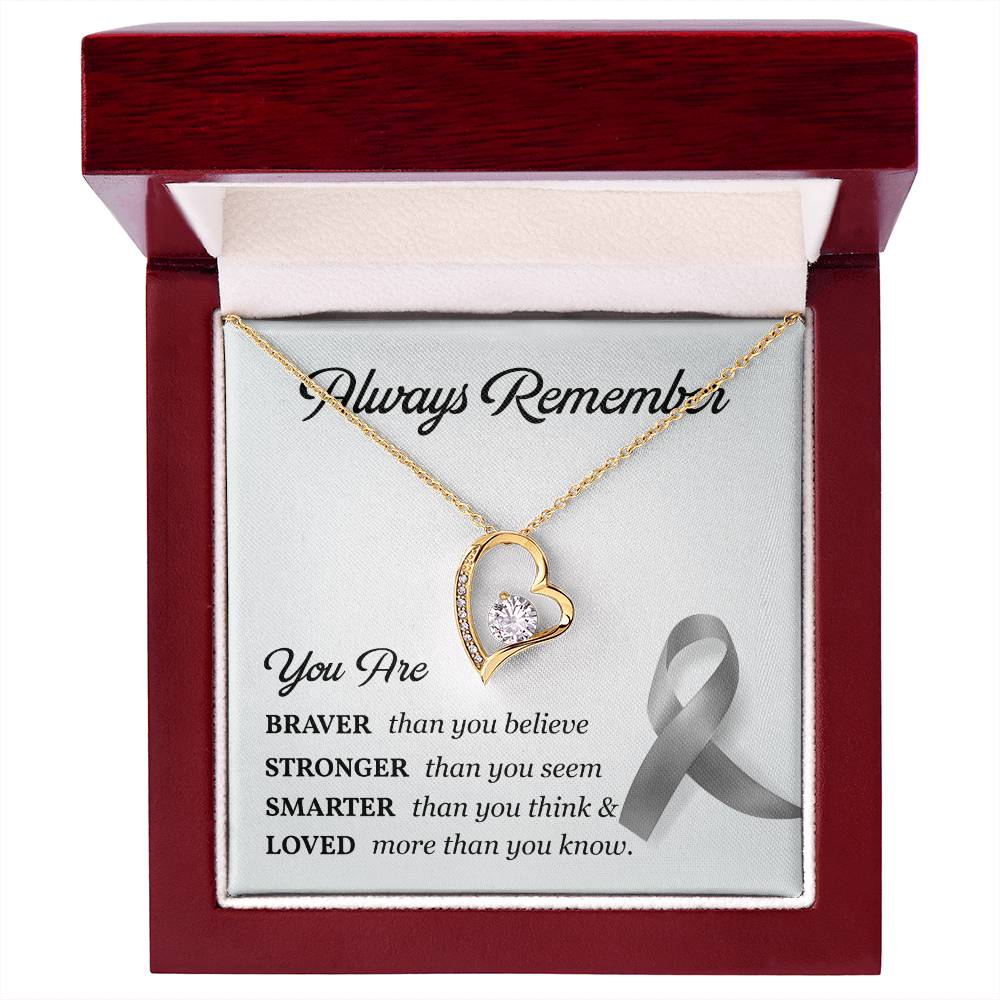 Cancer Memorial Necklace with Gray Ribbon Card