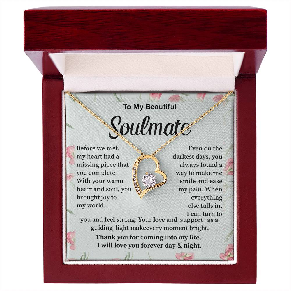 Soulmate Necklace Gift for Her – Romantic Message Card