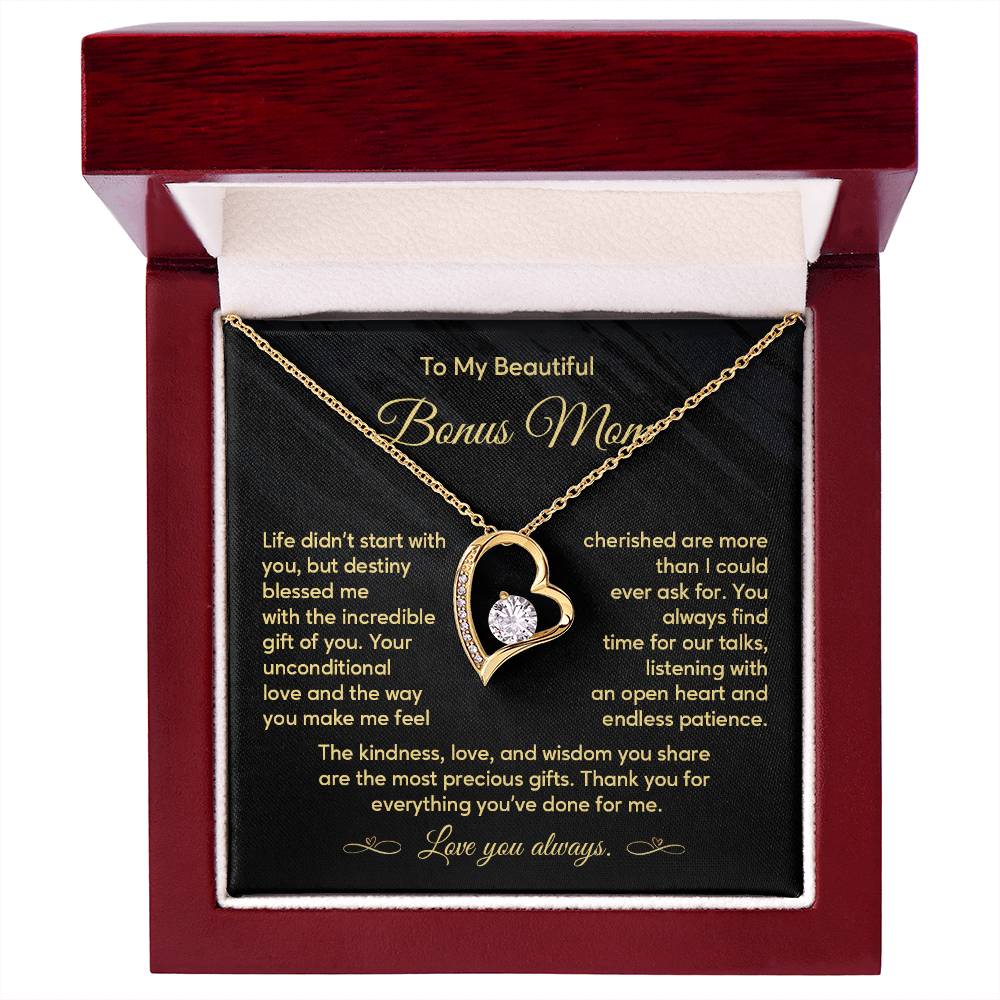 Bonus Mom Necklace Gift with Message from Stepkid