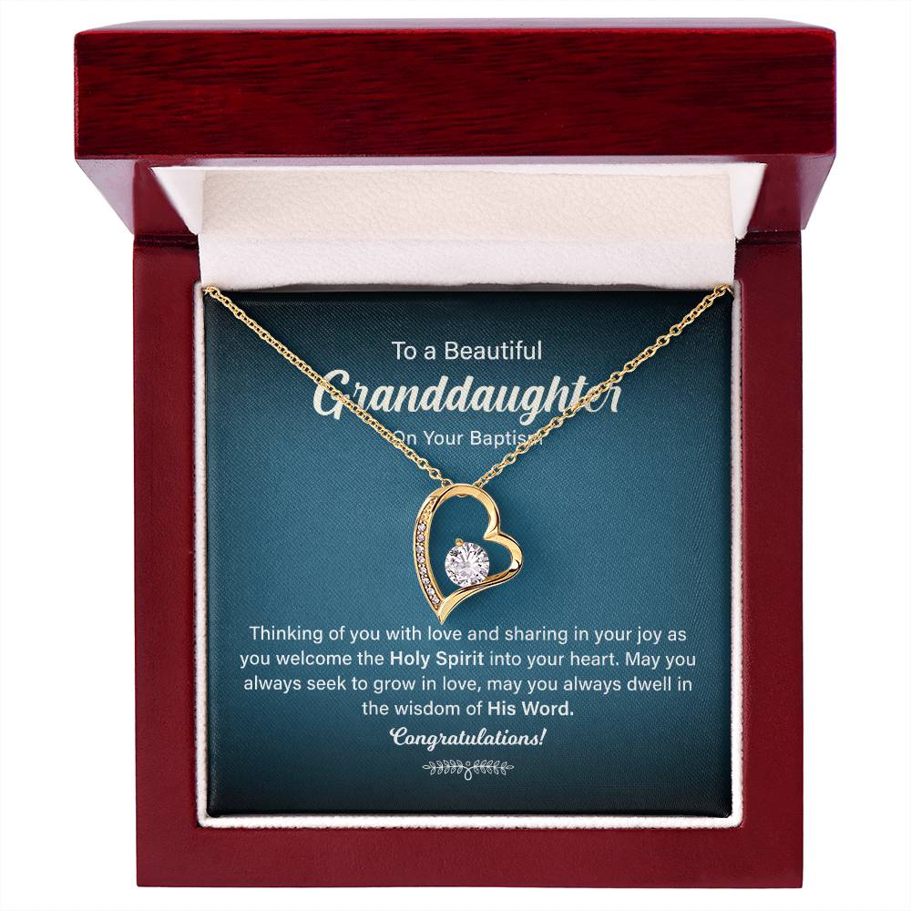 Granddaughter Baptism Necklace Gift with Message Card