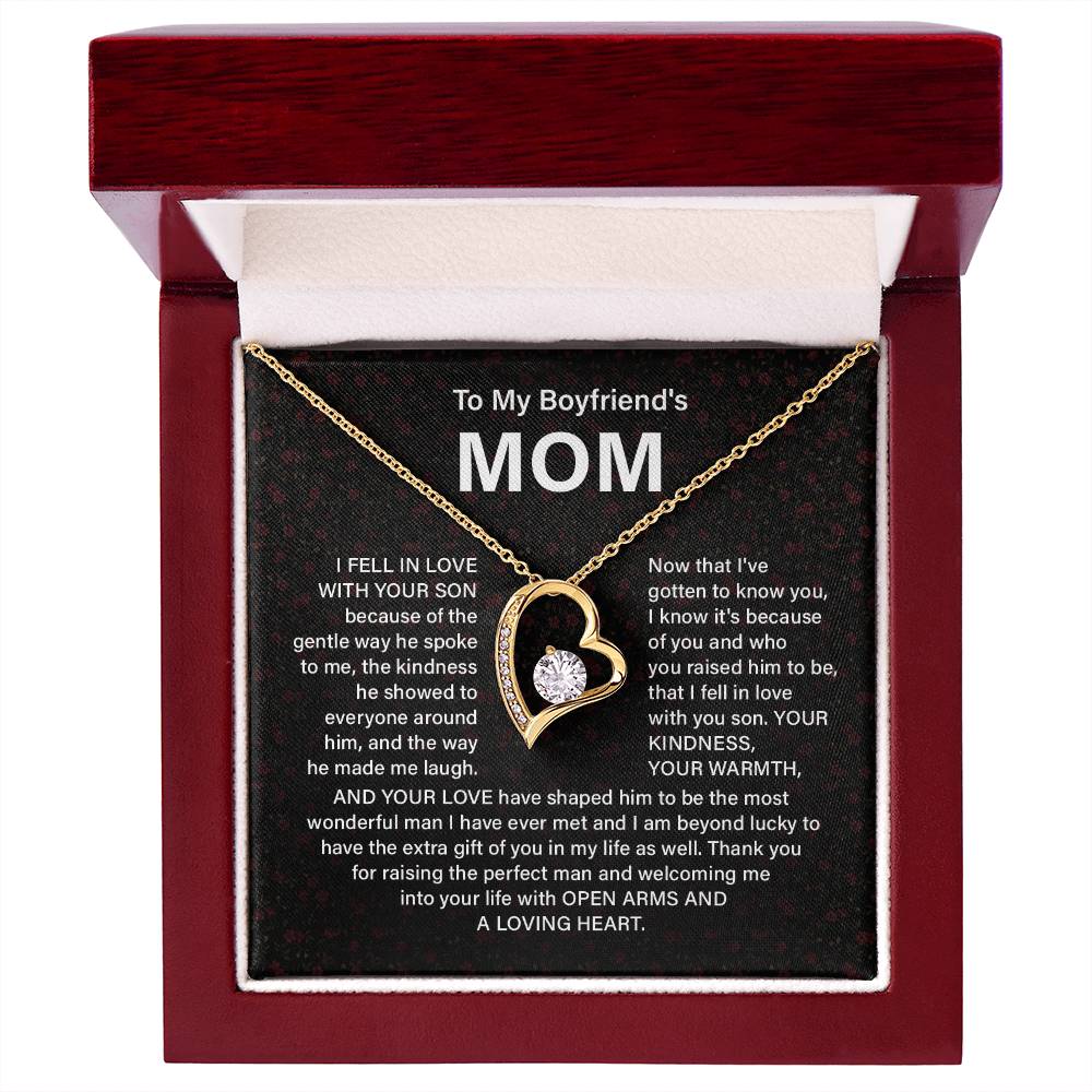 Boyfriend’s Mom Necklace Gift with Heart Pendant