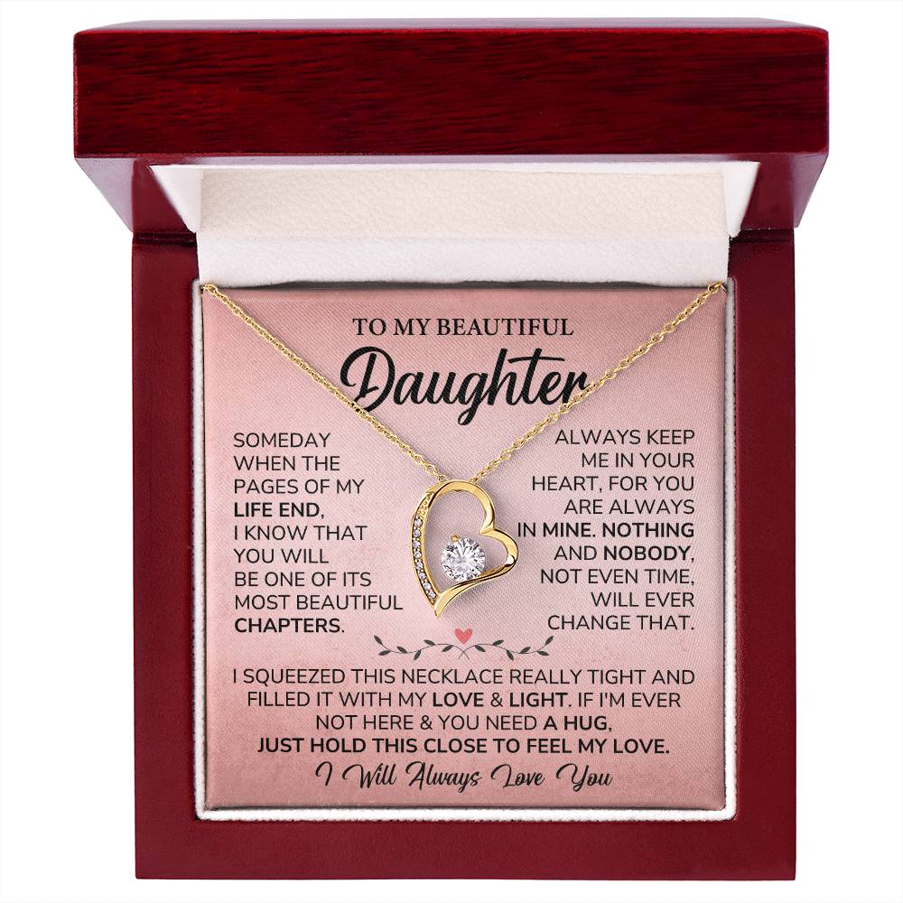 Daughter Gift with Heart Pendant from Parent with Message Card