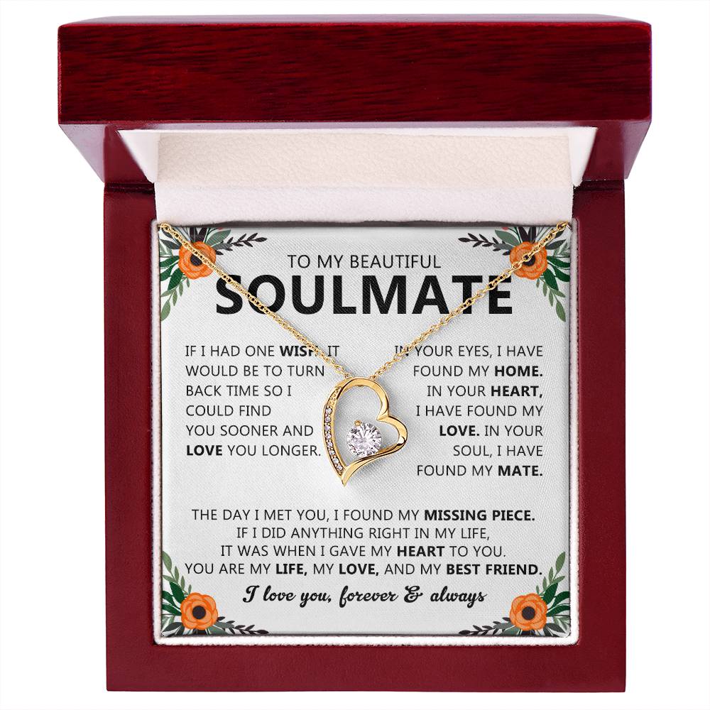 Soulmate Heart Pendant Necklace with Love Note
