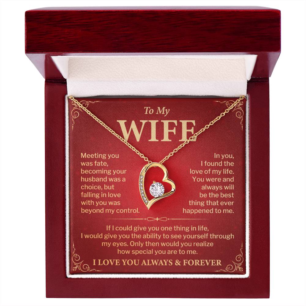 Wife Necklace Gift from Husband – Heart Pendant with Romantic Love Message Card