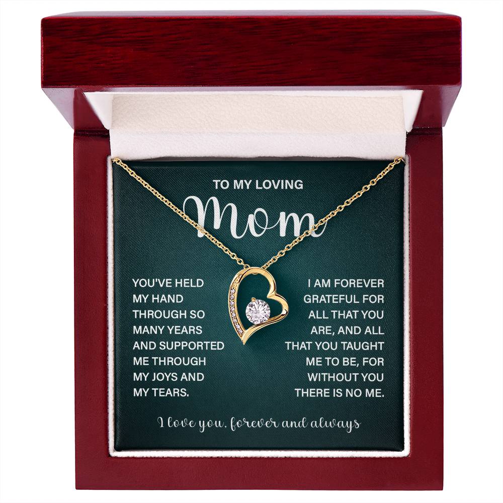 Loving Mom Necklace Gift, Forever and Always Message Card