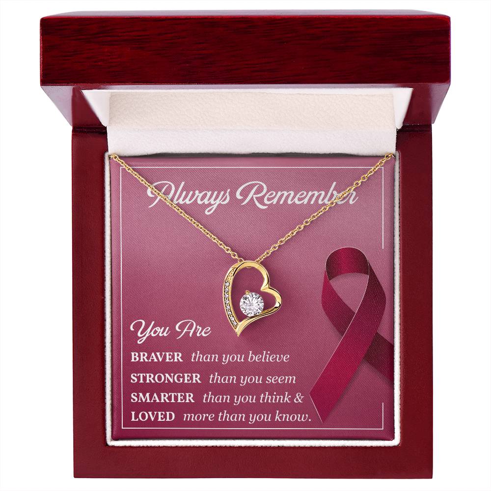 Burgundy Ribbon Encouragement Necklace for Her