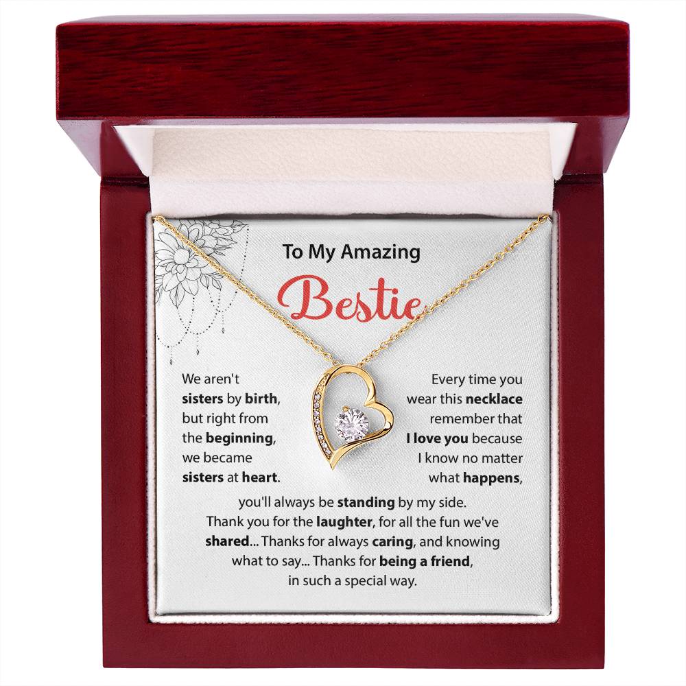 Bestie Heart Necklace Gift with Friendship Note