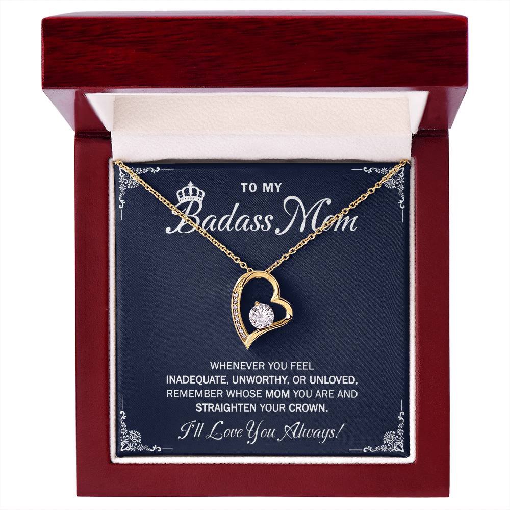 To My Badass Mom Necklace Gift From Daughter with Message Card