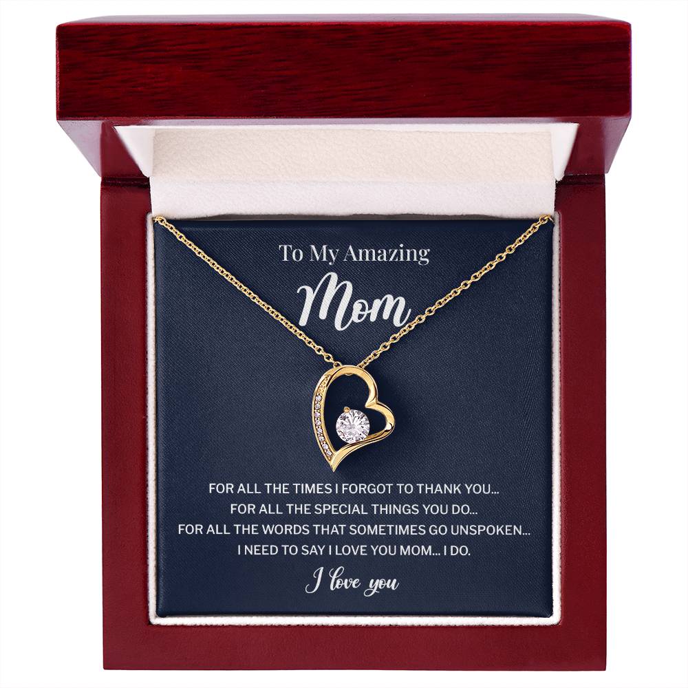 To My Mom Necklace Gift With Thank You Message Card