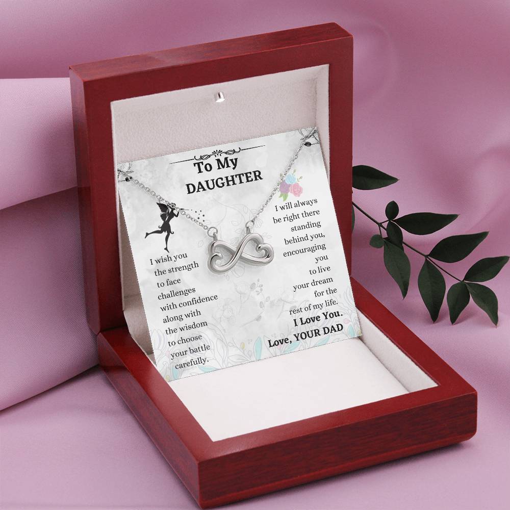 Daughter Infinity Necklace Gift from Dad with Heartfelt Message Card